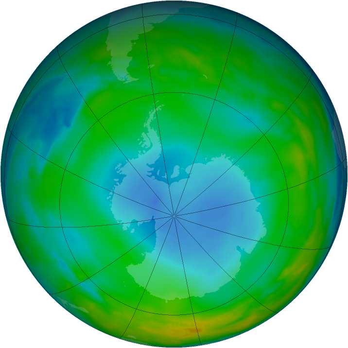 Antarctic ozone map for 25 June 2014